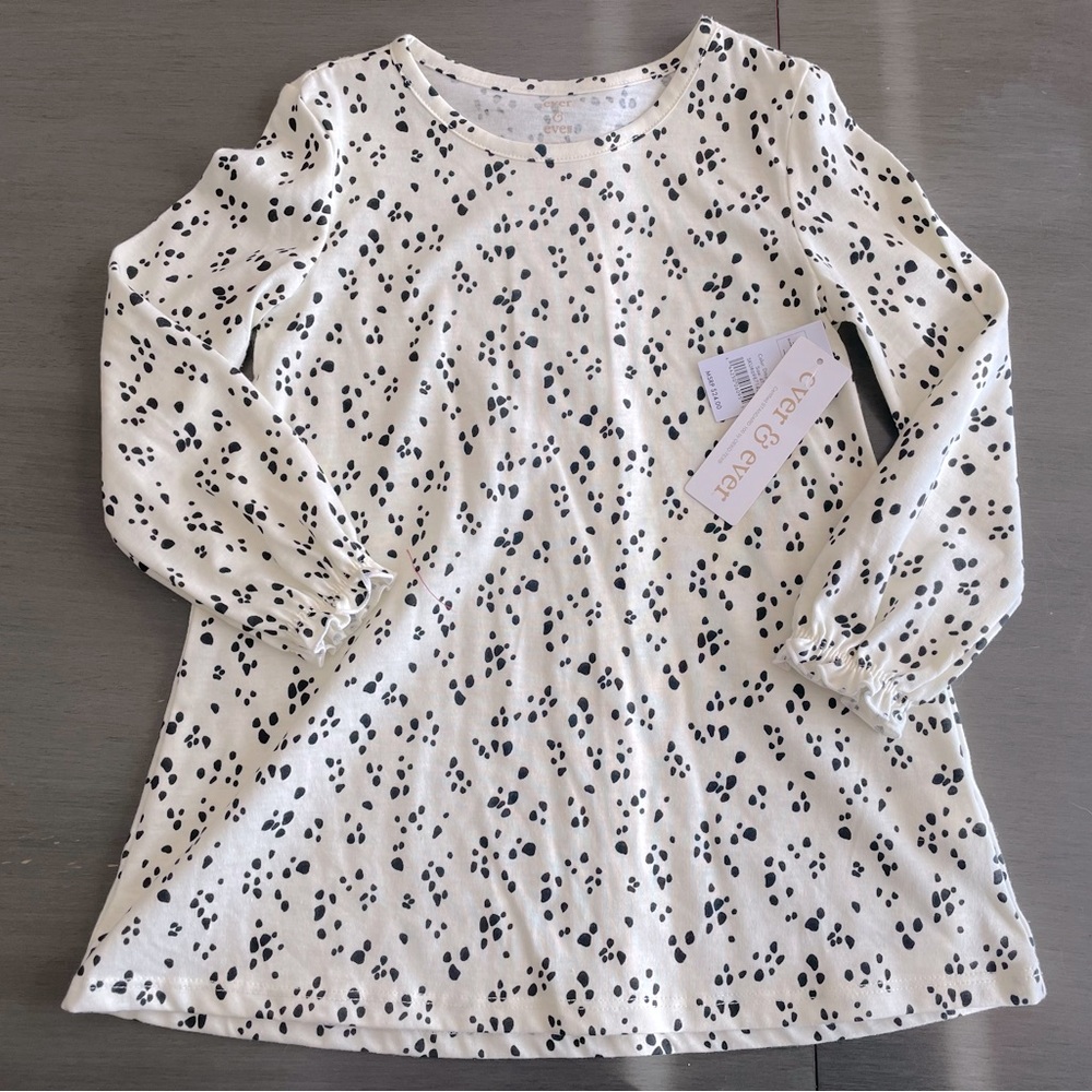 3/$30 NWT Girls Size 4T Ever & Ever Ditsy Long Sleeve Dress Dalmatian Pattern